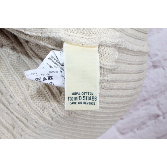 LL Bean Double L Mixed Cable Sweater Button Front Cardigan Cream Medium - Picture 8 of 12